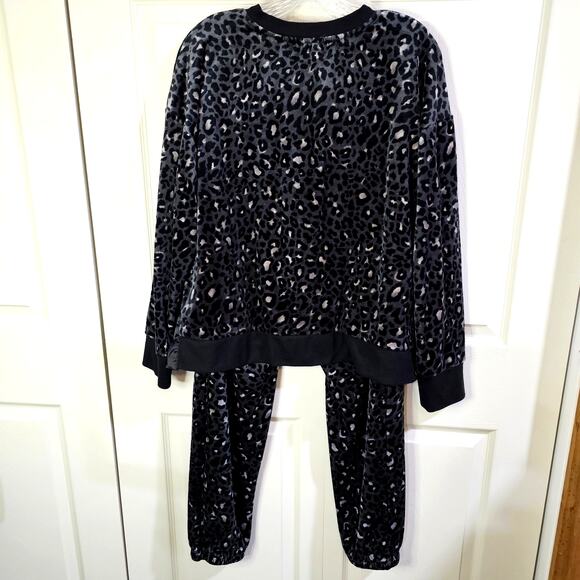 Donna Karan Lounge Set Womens M Leopard Velour Soft Grunge Streetwear RN17363 - Picture 3 of 10